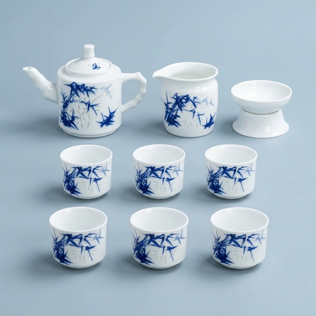 Gongfu Tea Set – Bamboo Porcelain Teapot