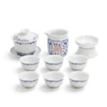 Gongfu Tea Set – Red and Blue Fu Porcelain Gaiwan