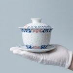 Gongfu Tea Set – Red and Blue Fu Porcelain Gaiwan