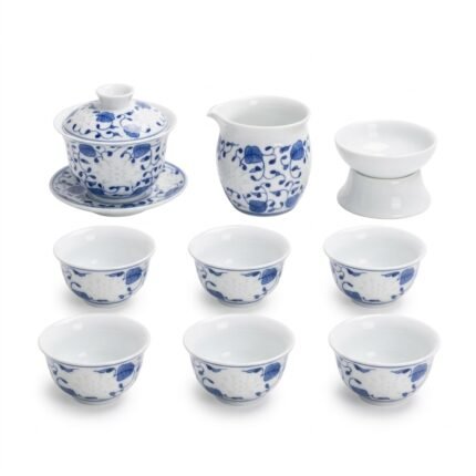Gongfu Tea Set – Scrolling Lotus Porcelain Gaiwan