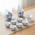 Gongfu Tea Set – Scrolling Lotus Porcelain Gaiwan
