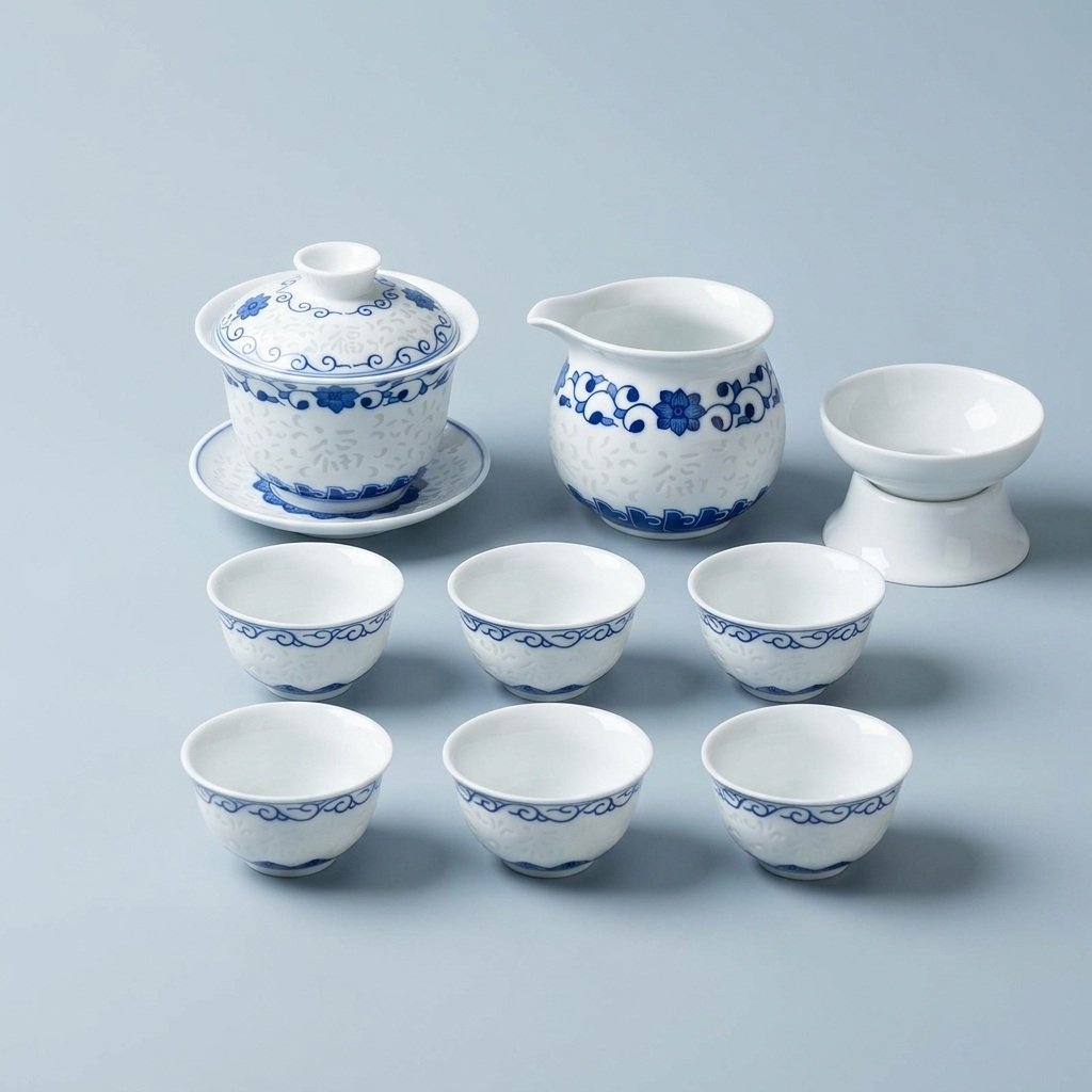 Gongfu Tea Set – Blue Fu Porcelain Gaiwan