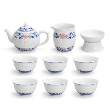 Gongfu Tea Set – Houde Calligraphy Porcelain Teapot