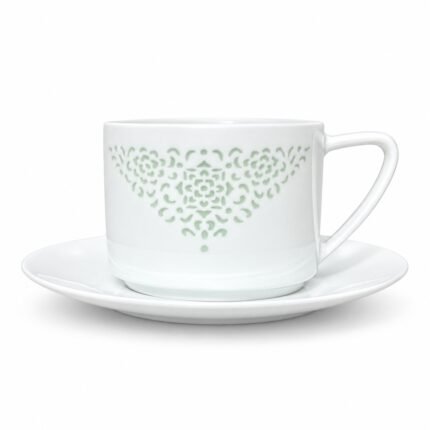 Cup and Saucer – Linglong Floral Heart for Coffee
