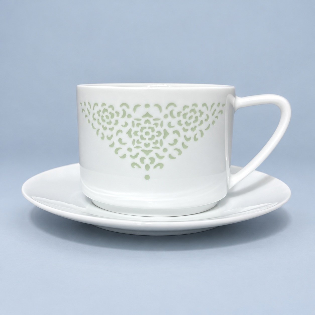Cup and Saucer – Linglong Floral Heart for Coffee