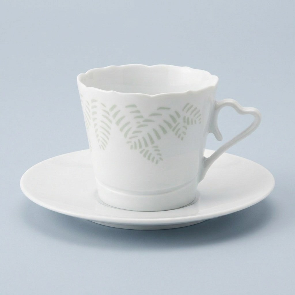 Cup and Saucer – Linglong Scalloped Fern for Coffee