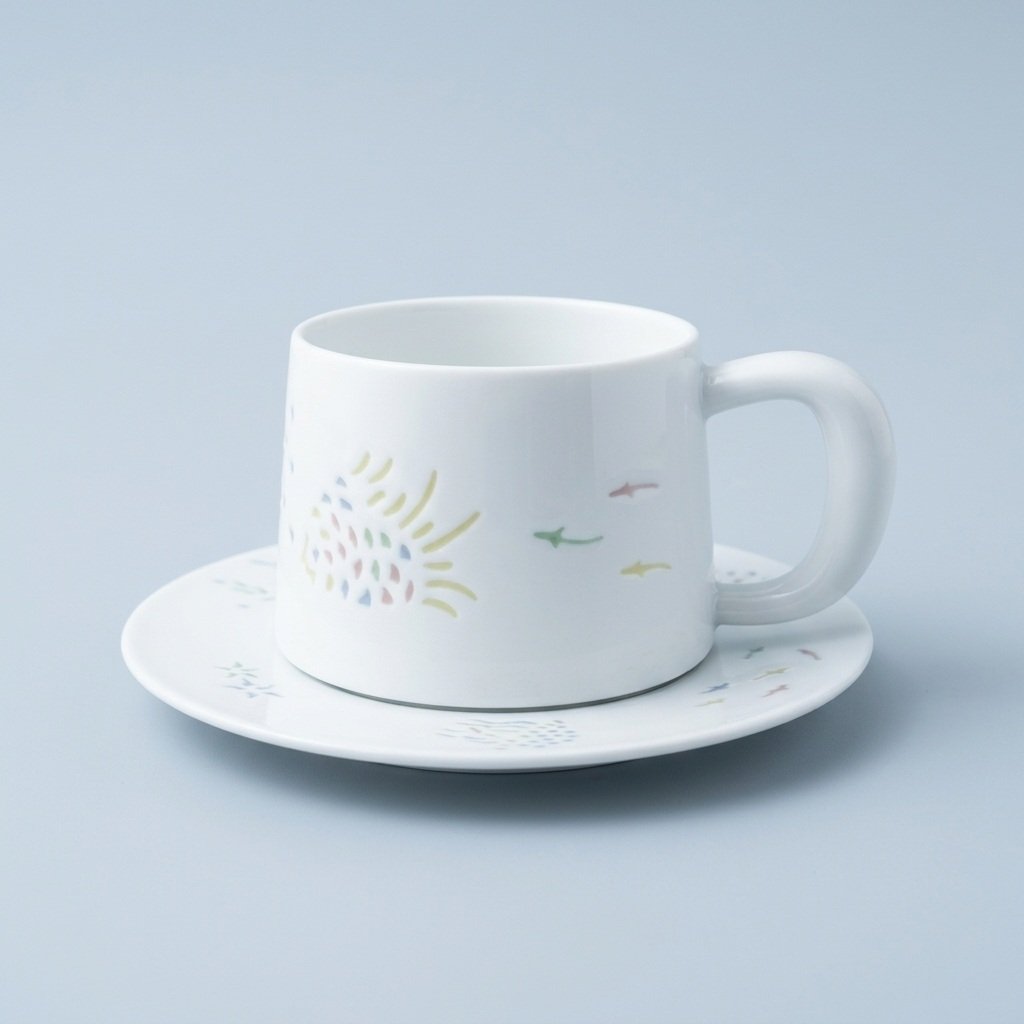 Cup and Saucer – Linglong Fish and Waterweed for Coffee